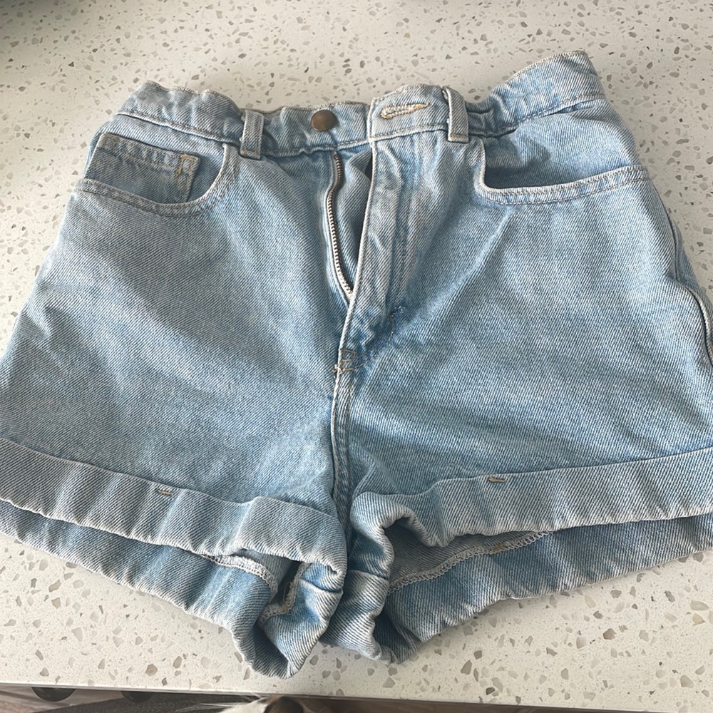 Light wash high waisted jean shorts